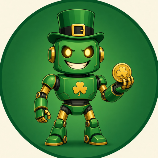 The Craic Bot mascot, a green and gold leprechaun robot